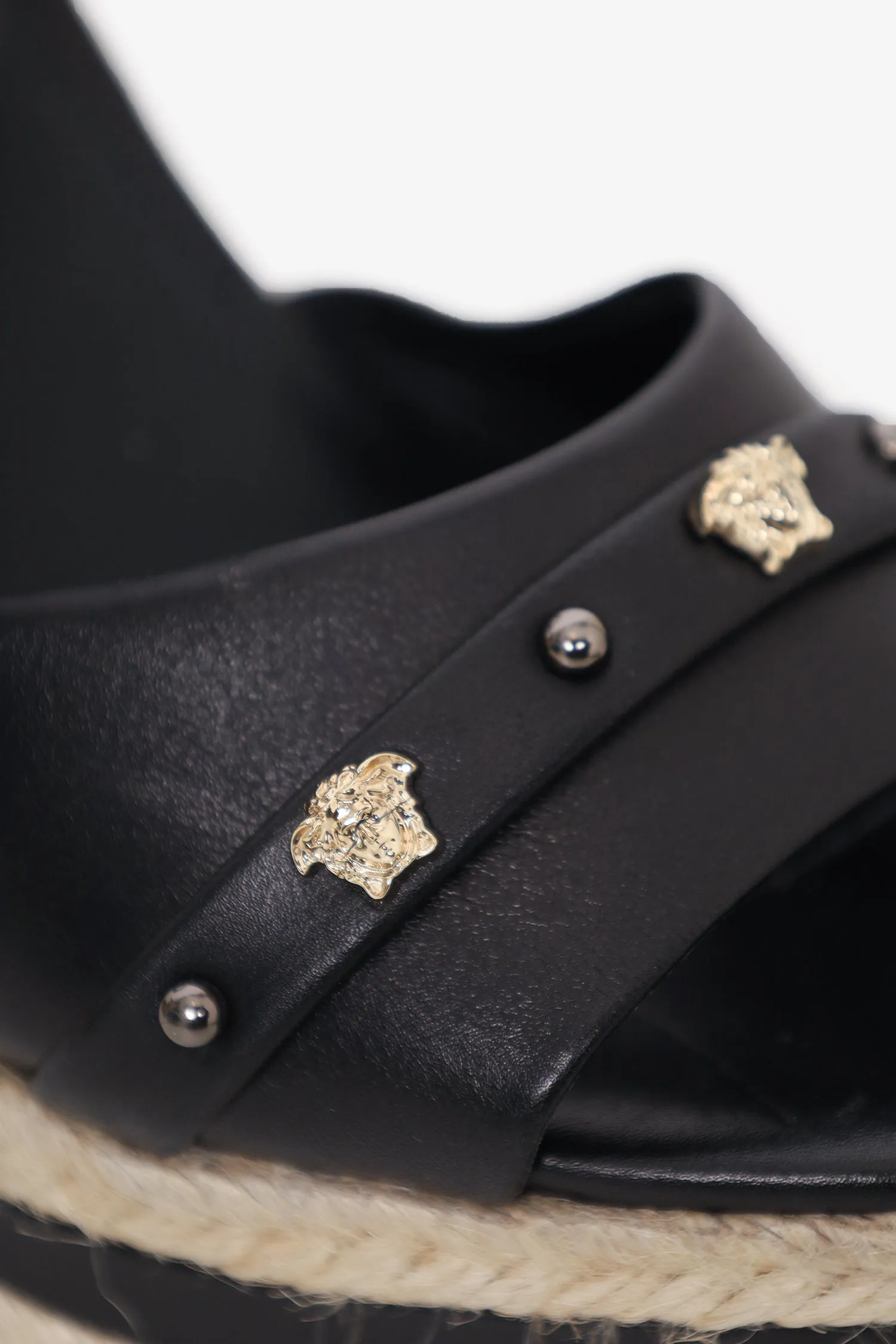 Versace Black Medusa Wedges Espadrilles Size 39