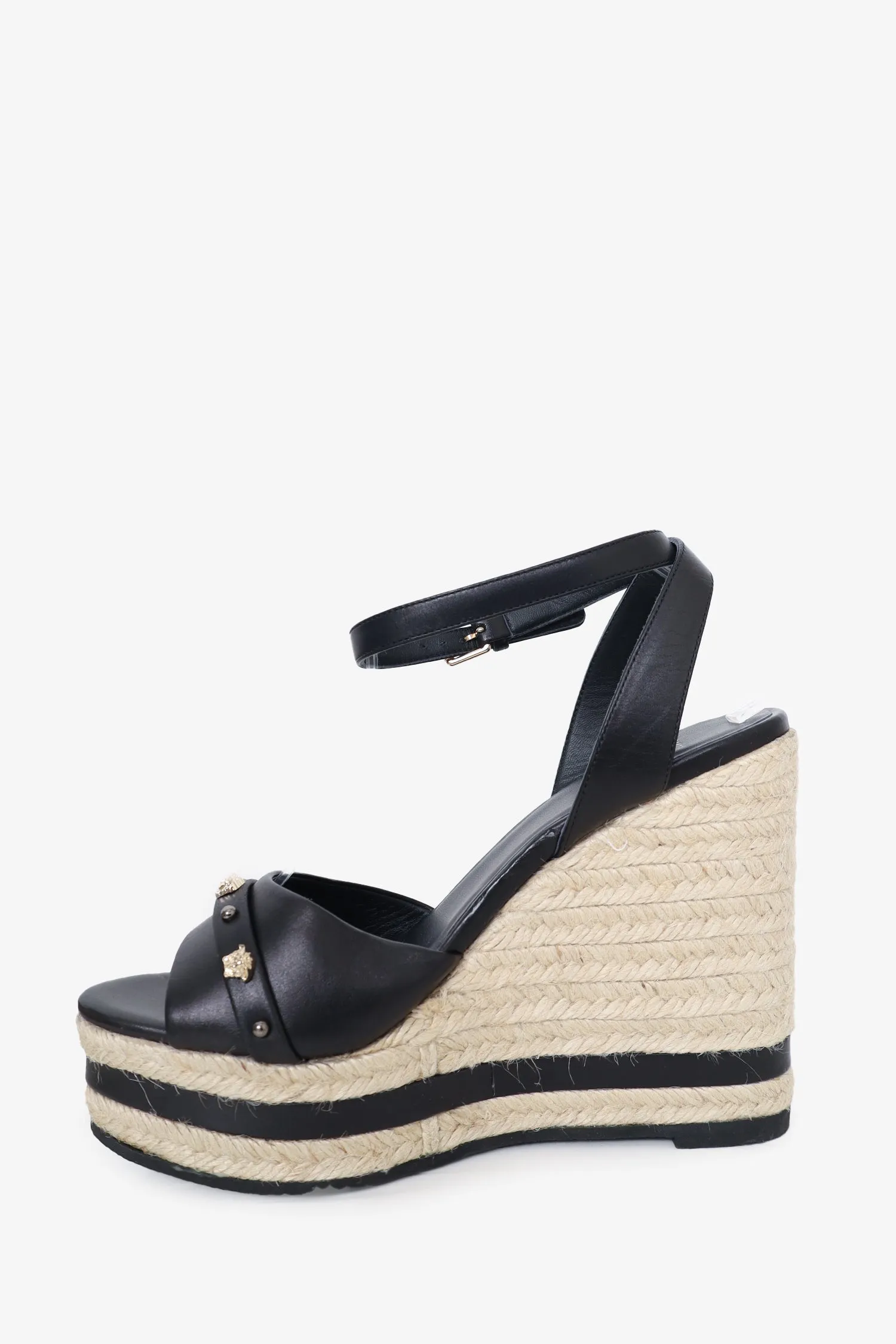 Versace Black Medusa Wedges Espadrilles Size 39