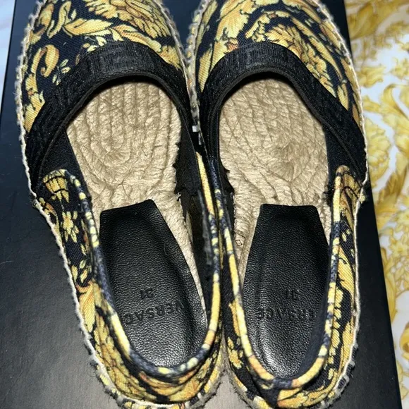 Versace White and Yellow Casual Dress Crew Neck Short Sleeve and ESPADRILLES