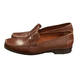 Via Dante Brown Italian Handmade Leather Loafers Size 14D.