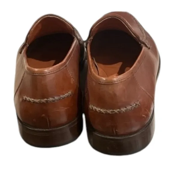 Via Dante Brown Italian Handmade Leather Loafers Size 14D.