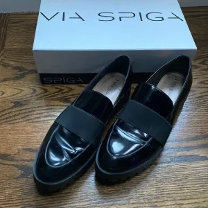 Via Spiga “Galo” black leather loafers size 9.5