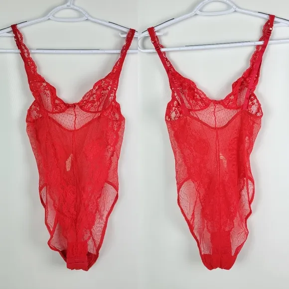 Victoria's Secret Vintage Lace Mesh Sexy Lingerie Bodysuit Sz XS/S