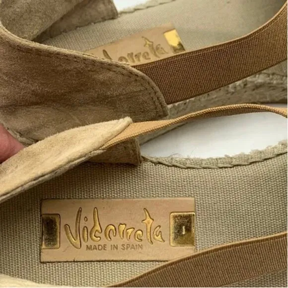 Vidorreta Suede Espadrille with Elasticated Panels Size 37 Tan