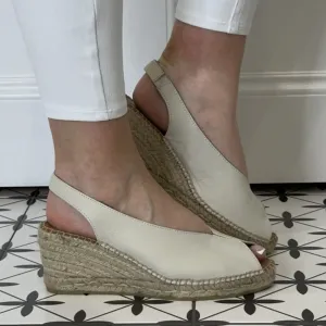 VIGUERA Leather Wedge Espadrilles 2127-BEIGE