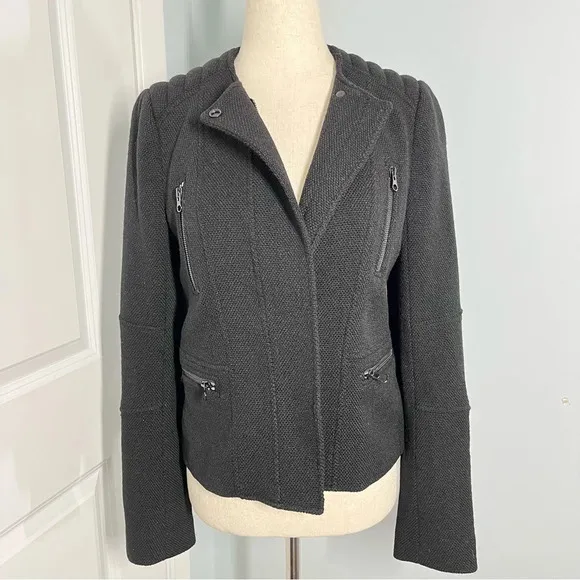 Vince Black Boucle Wool Moto Jacket size 4