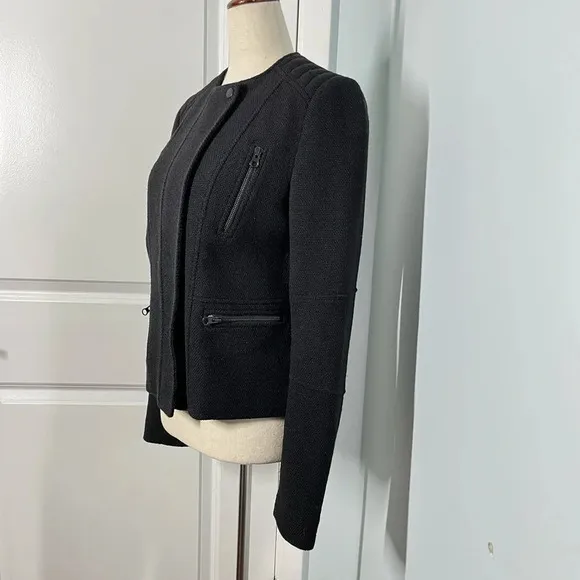 Vince Black Boucle Wool Moto Jacket size 4