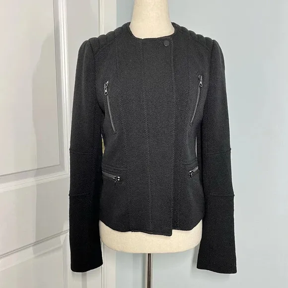 Vince Black Boucle Wool Moto Jacket size 4