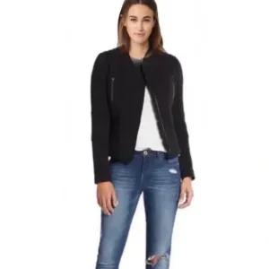 Vince Black Boucle Wool Moto Jacket size 4