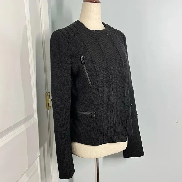 Vince Black Boucle Wool Moto Jacket size 4