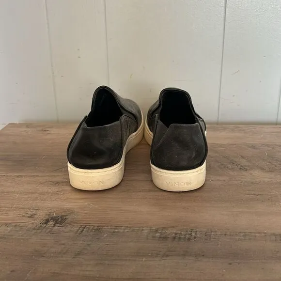 Vince Black Snakeskin Slip On Sneakers Size 6