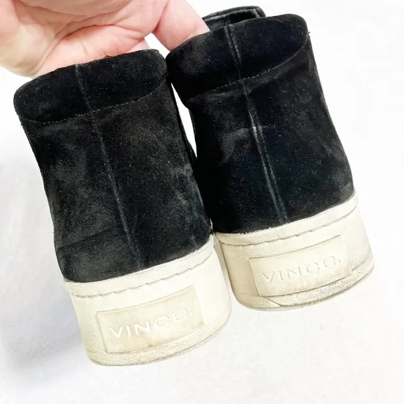Vince black suede slip on high top sneakers sz9