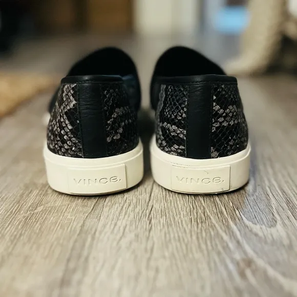 Vince Blair-5 Snake Print Leather Slip-on Sneaker