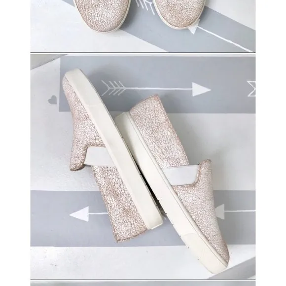 VINCE Blair Crackle Leather Slip On Sneakers 8.5