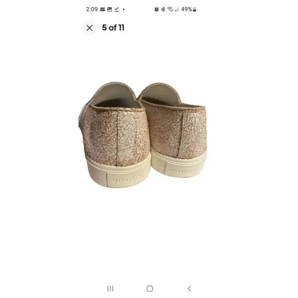 VINCE Blair Crackle Leather Slip On Sneakers 8.5