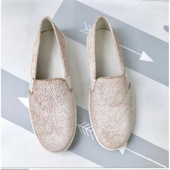 VINCE Blair Crackle Leather Slip On Sneakers 8.5