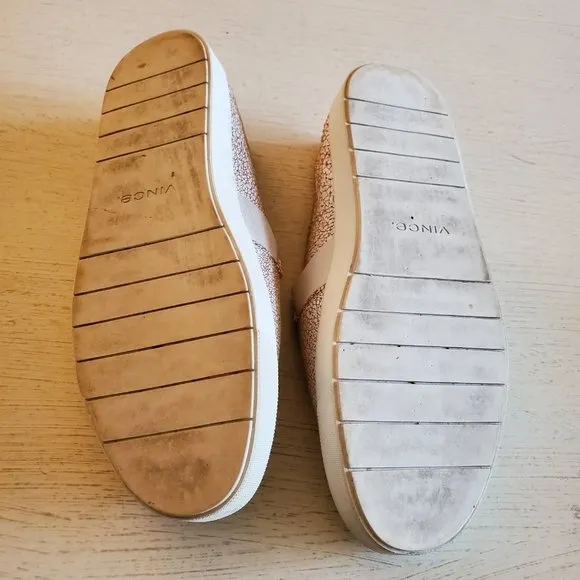 VINCE Blair Crackle Leather Slip On Sneakers 8.5