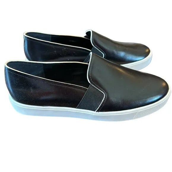 Vince Blair II Black Leather Slip On Sneakers Minimalist NEW EU 40.5 /US 10.5