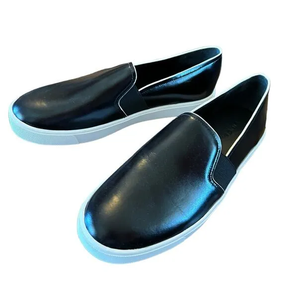 Vince Blair II Black Leather Slip On Sneakers Minimalist NEW EU 40.5 /US 10.5