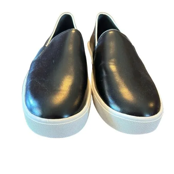 Vince Blair II Black Leather Slip On Sneakers Minimalist NEW EU 40.5 /US 10.5