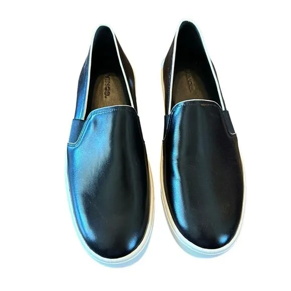 Vince Blair II Black Leather Slip On Sneakers Minimalist NEW EU 40.5 /US 10.5