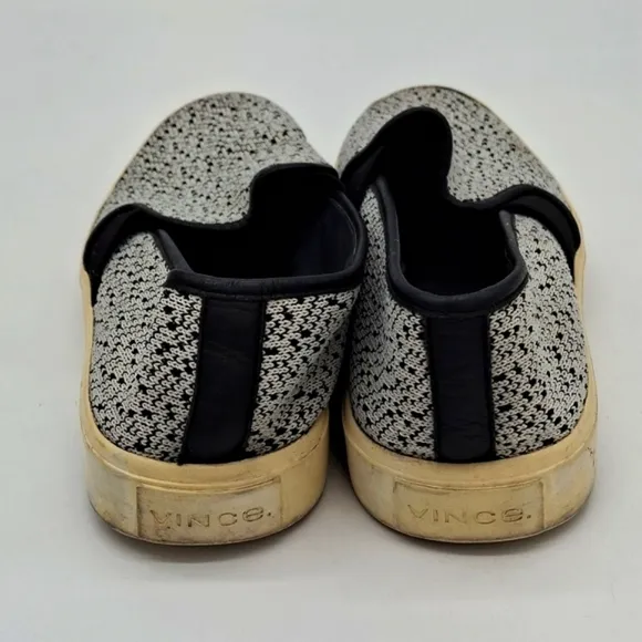 Vince Blair Knit Low-Top Slip-On Casual Sneakers Black White 6M