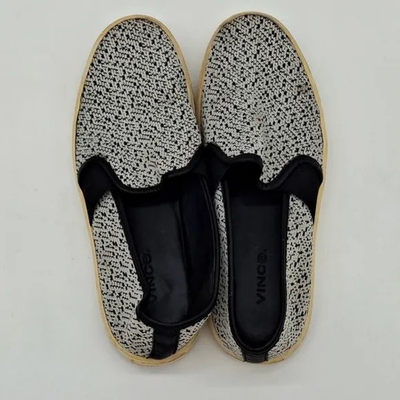 Vince Blair Knit Low-Top Slip-On Casual Sneakers Black White 6M