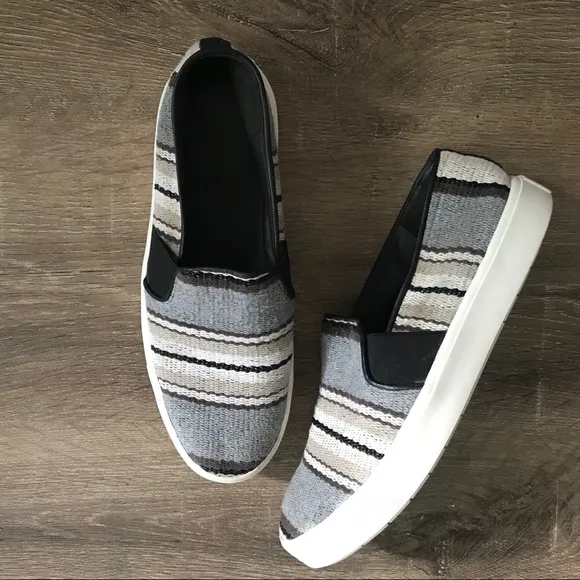 Vince Blair Striped Leather Slip Ons