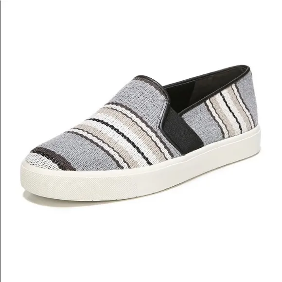 Vince Blair Striped Leather Slip Ons