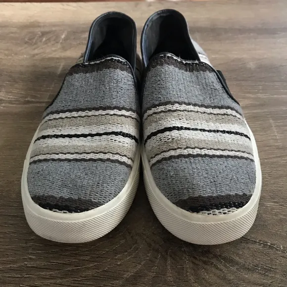 Vince Blair Striped Leather Slip Ons
