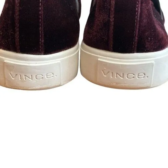 VINCE Blair Velvet Burgundy Slip on Sneakers - Size 8.5