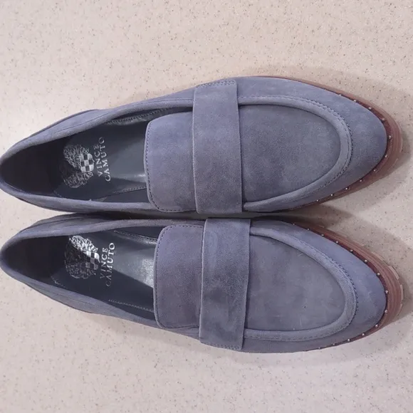 Vince Camuto Golinda Flat Blue Suede Loafers Size 10. Medium EUC