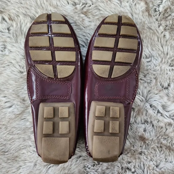 Vince Camuto Palmira Burgundy Patent Leather Retro Driver Loafers Size 9 1/2