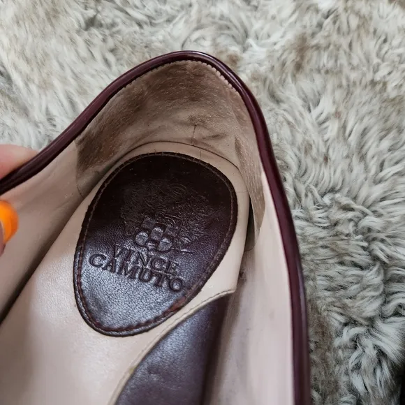 Vince Camuto Palmira Burgundy Patent Leather Retro Driver Loafers Size 9 1/2