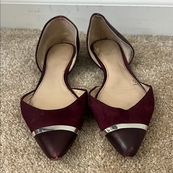 Vince Camuto Red and Silver Dorsay Flats with Pointed Toe Size 9