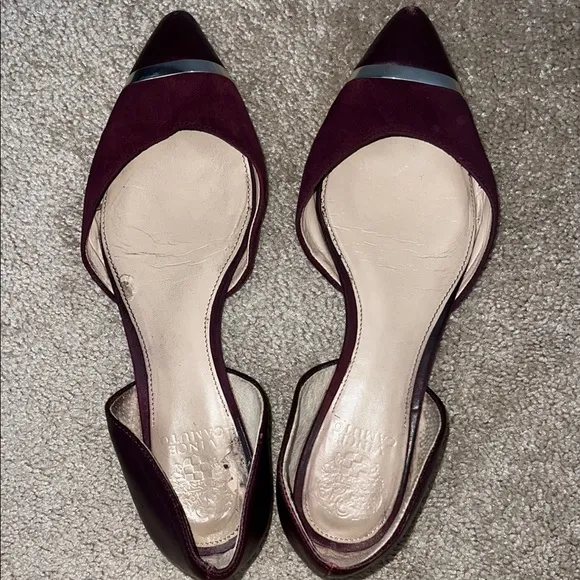 Vince Camuto Red and Silver Dorsay Flats with Pointed Toe Size 9