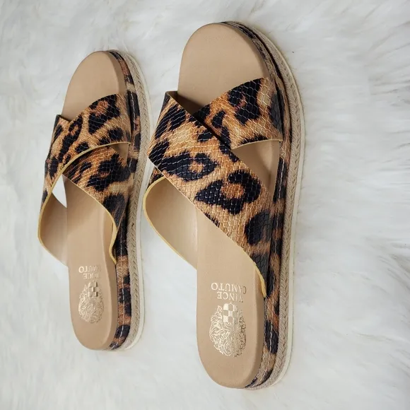 Vince Camuto Rickert Slide Sandals Leopard Print