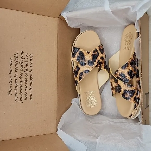 Vince Camuto Rickert Slide Sandals Leopard Print