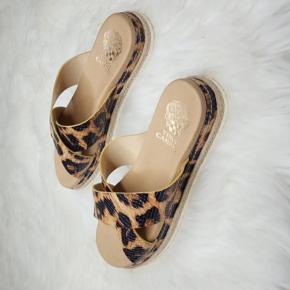 Vince Camuto Rickert Slide Sandals Leopard Print