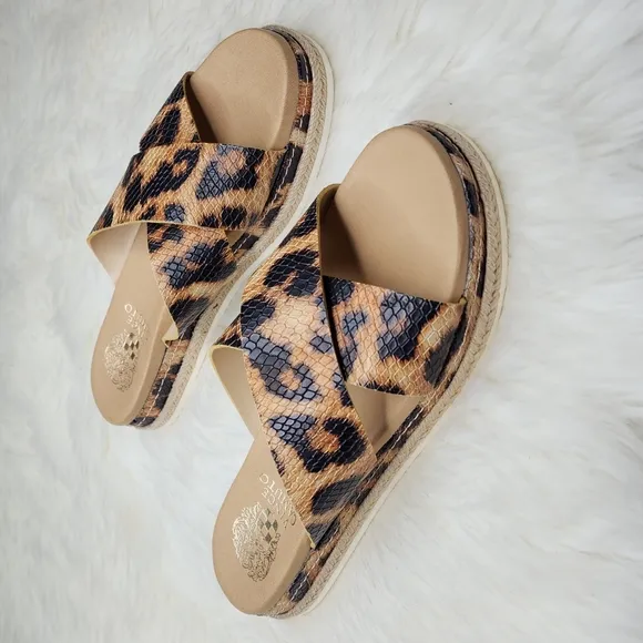 Vince Camuto Rickert Slide Sandals Leopard Print
