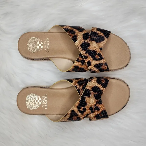 Vince Camuto Rickert Slide Sandals Leopard Print