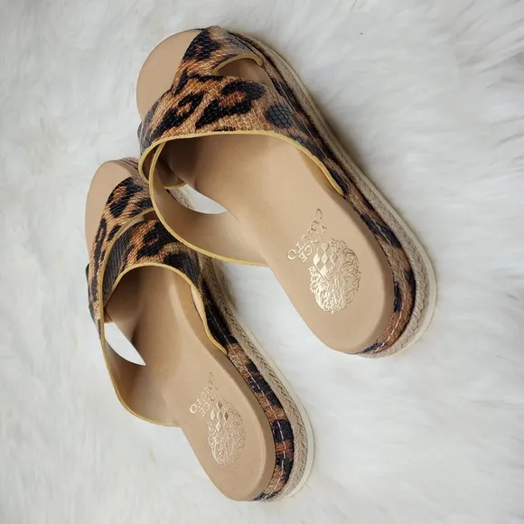 Vince Camuto Rickert Slide Sandals Leopard Print