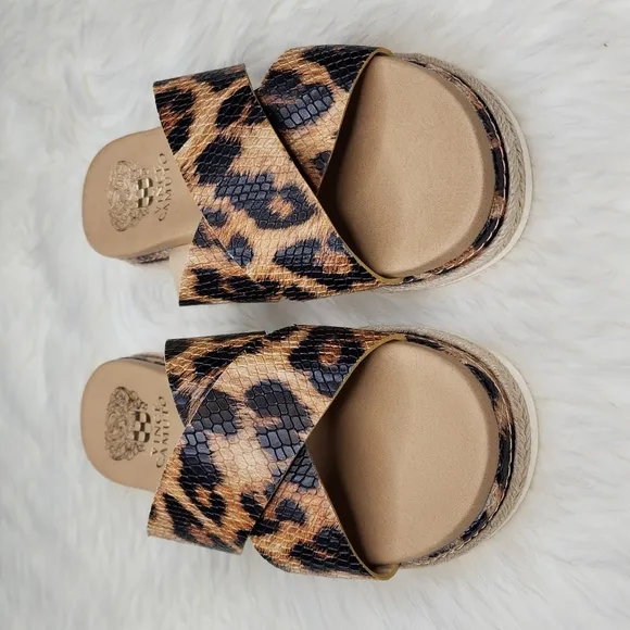 Vince Camuto Rickert Slide Sandals Leopard Print