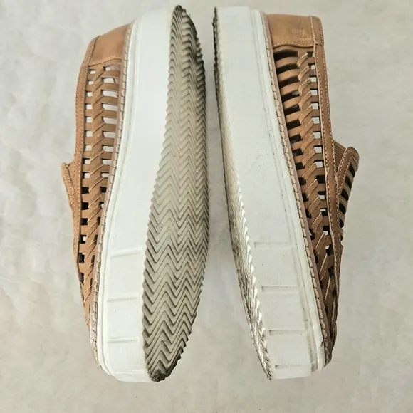 Vince Camuto Tan Leather Cut Out Sneakers