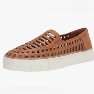 Vince Camuto Tan Leather Cut Out Sneakers