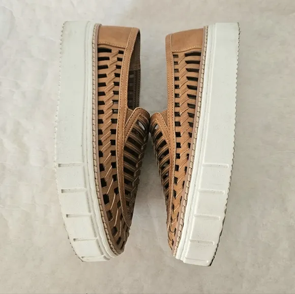Vince Camuto Tan Leather Cut Out Sneakers
