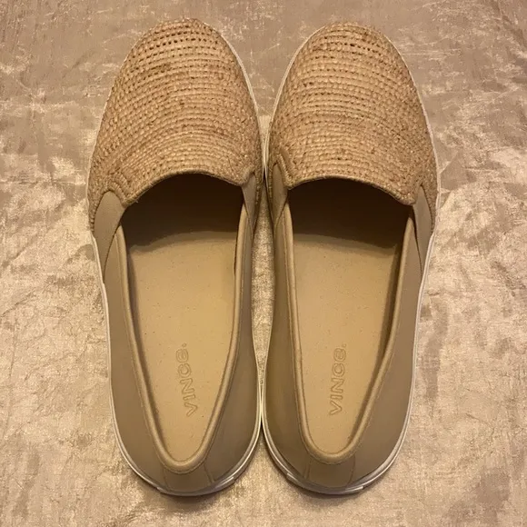 Vince Jute Weave Leather Slip On Sneakers
