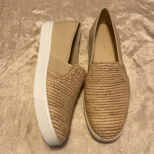 Vince Jute Weave Leather Slip On Sneakers