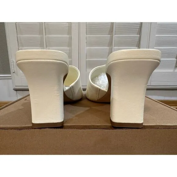 Vince Lulu Leather Mule Sandals Marble Cream Size 9.5 NWOB Timeless Chic Sleek