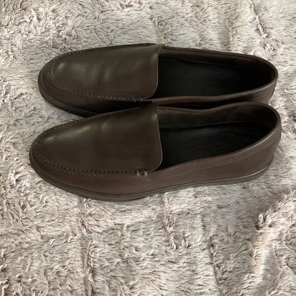 VINCE Mens Loafers Shoes Leather Chocolate Brown Size 11 M 45 Casual Comfort
